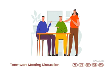 Teamwork Meeting Discussion Illustration