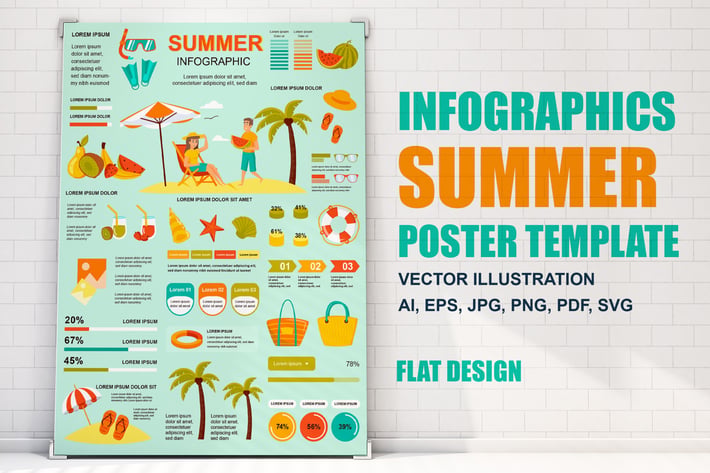 Summer Vacation Infographics Poster Template
