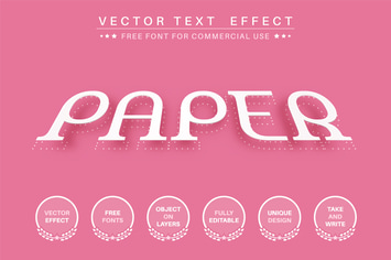 Paper over surface - edit text effect, font style.