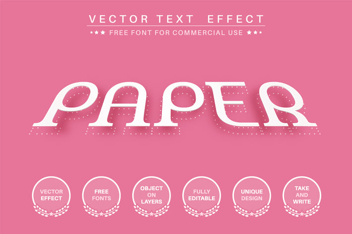 Paper over surface - edit text effect, font style.