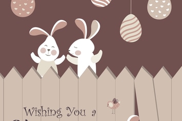 Easter bunnies and easter eggs. Vector 