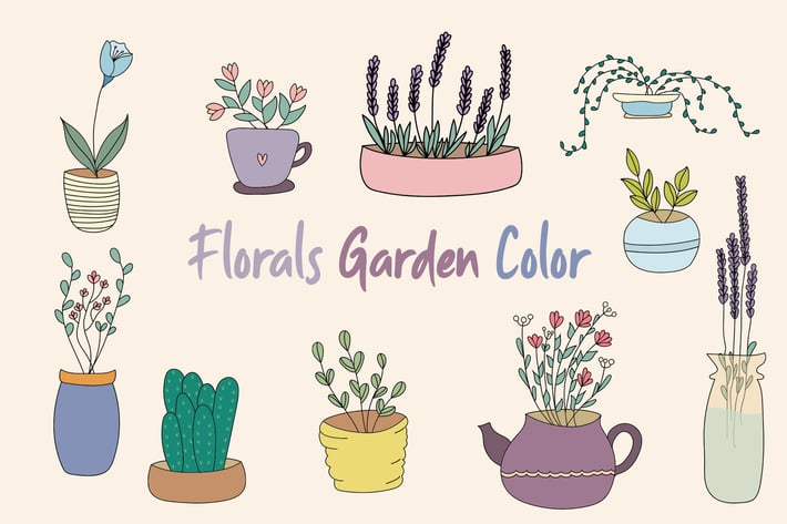 Florals Garden Hand Drawn