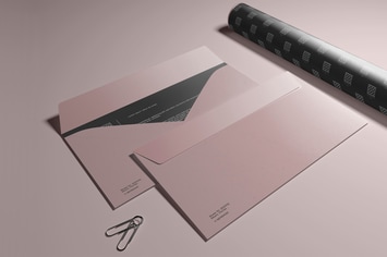 Two Envelope and Paper Tube Mockup
