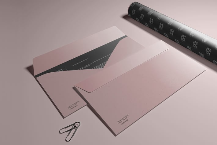 Two Envelope and Paper Tube Mockup