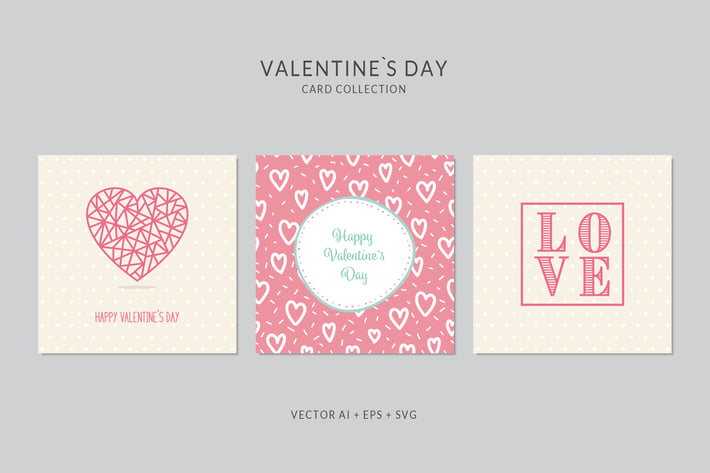 Valentines Day Card Vector Set