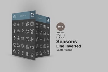 50 Seasons Line Inverted Icons