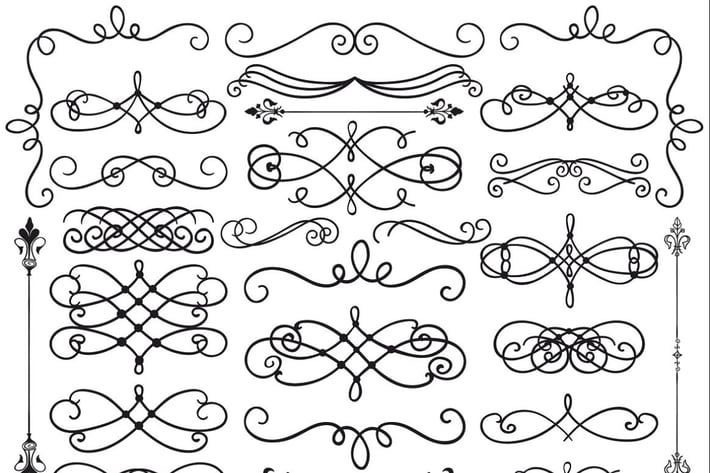 Hand Drawn Black Doodle Design Elements. Dividers.