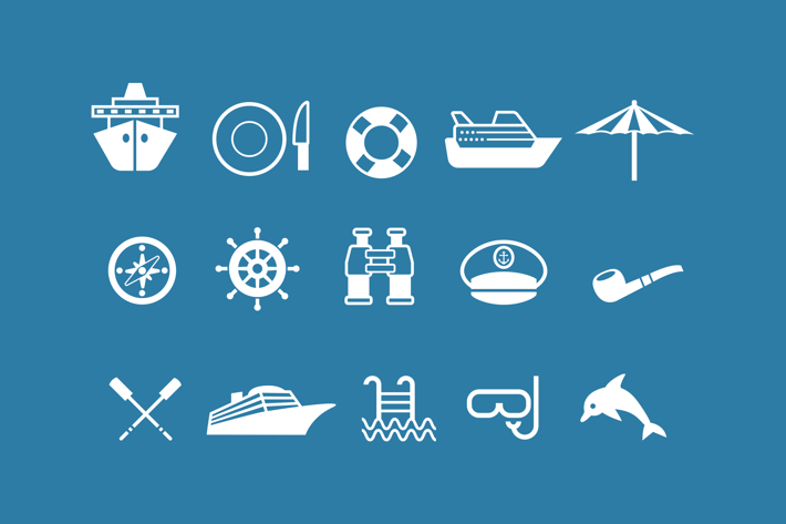 15 Cruise Holiday Icons