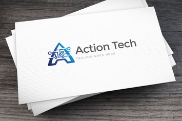 Action Tech Letter A Logo Template