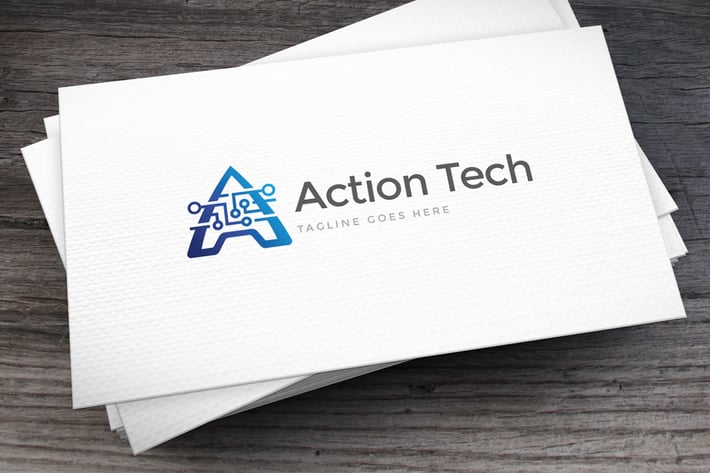 Action Tech Letter A Logo Template