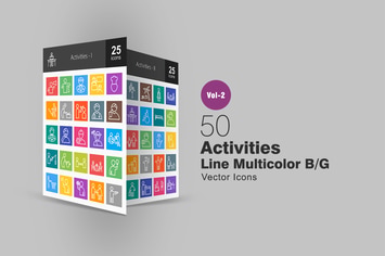 50 Activities Line Multicolor Icons