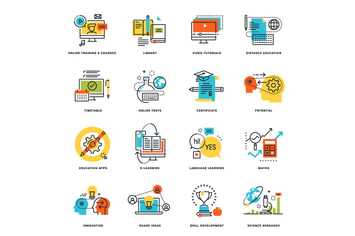 Set of Flat Line Design Icons