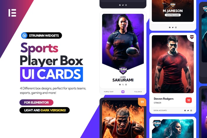 Sports Player Box - Elementor UI Cards 