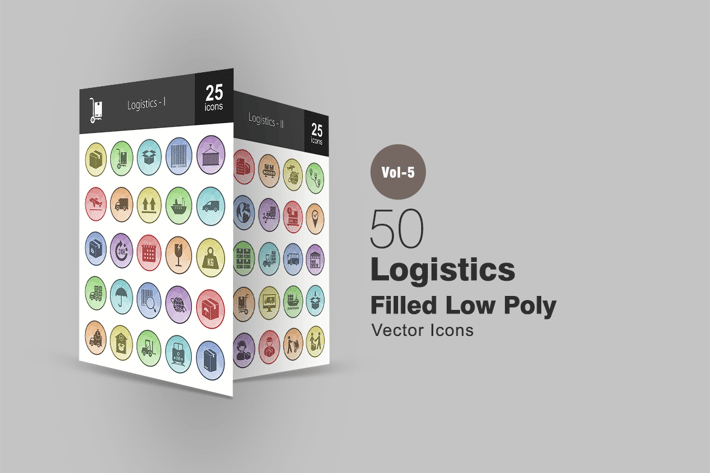 50 Logistics Filled Low Poly Icons
