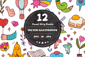 Kawaii Girly Doodles Vector