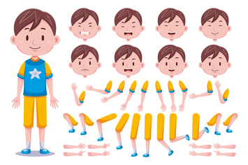 Front View Cute Boys Character Creation Set #1