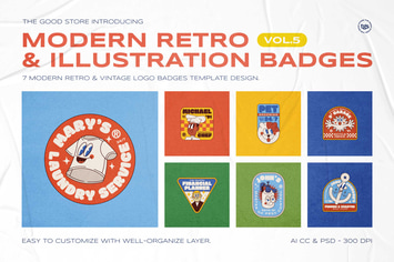 Modern Retro Illustration Badges Vol.5
