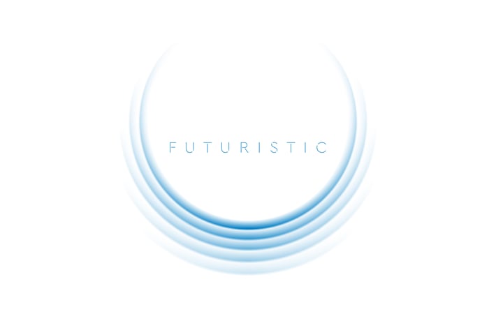 Bright blue futuristic technology round logo
