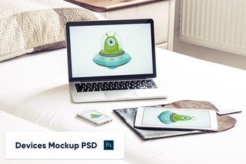 Laptop, Tablet and Phone - Responsive Devices PSD