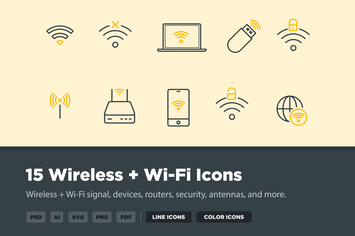 15 Wireless & Wi-Fi Icons