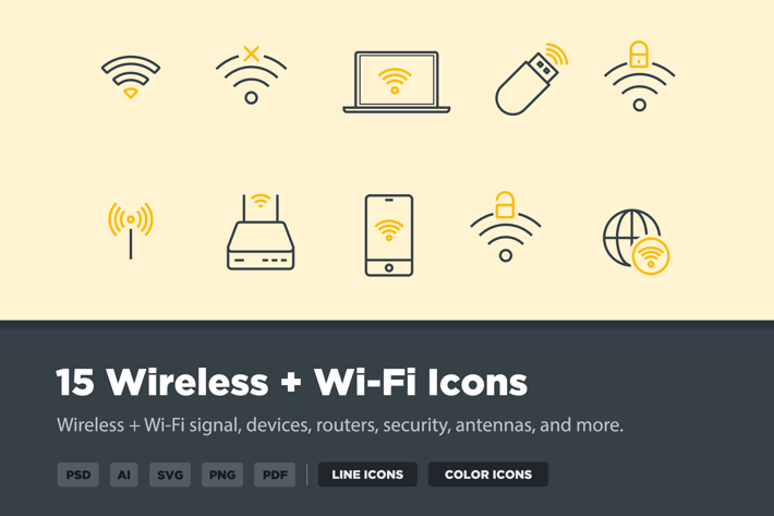 15 Wireless & Wi-Fi Icons