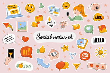 Social Network Cute Stickers Set
