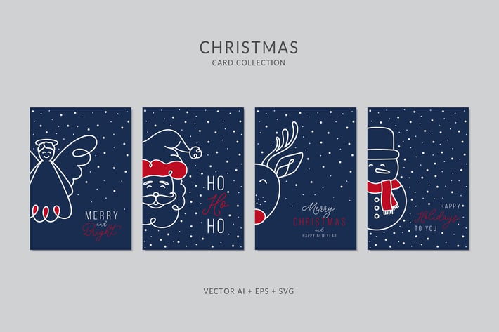 Christmas Greeting Card Vector Set