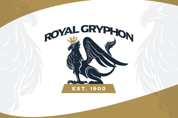 Heraldic Royal Crowned Gryphon Crest Logo