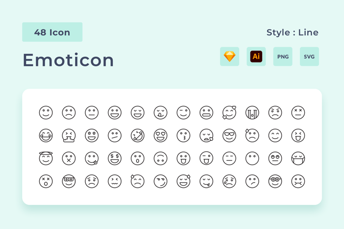Emoticon Outline Style Icon Pack