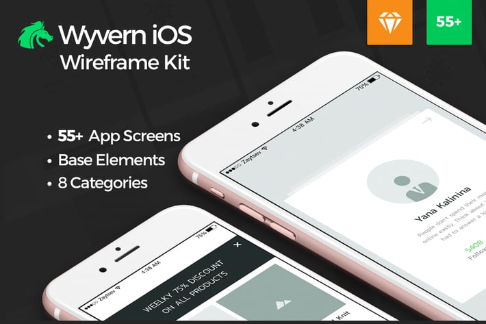 Wyvern iOS Wireframe UI Kit