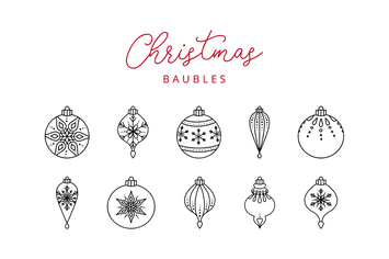 10 Christmas Ball Doodle Line Icons