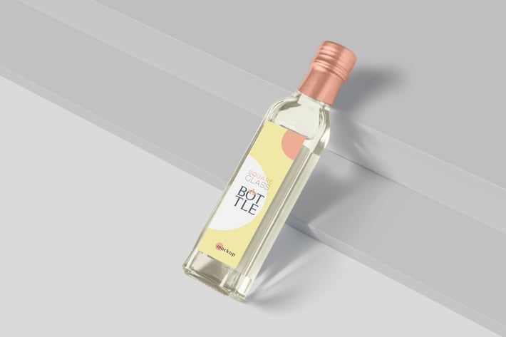 Square Glass Bottle Label Mockups