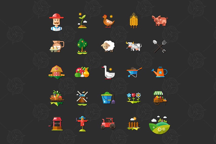 Farm - modern vector flat design icons