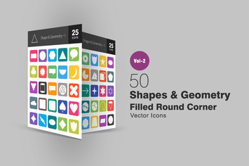 50 Shapes & Geometry Filled Round Corner Icons