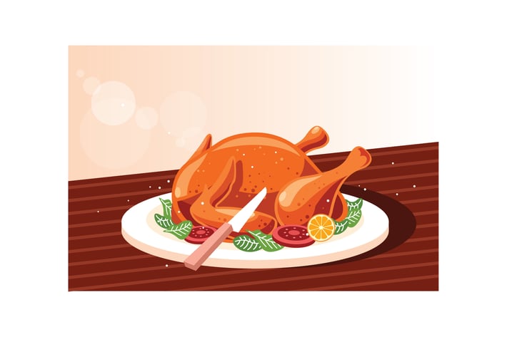 Whole roasted chicken on wooden cutting board