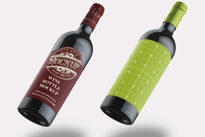 Red Wine Bottle Mockup