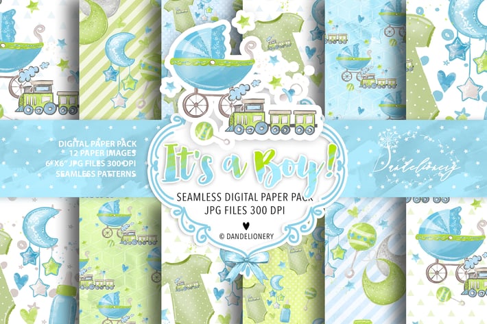 It's a Boy! digital paper pack