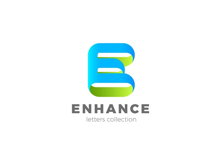 Letter E Logo design 3D Ribbon style