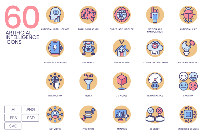 Artificial Intelligence Rounded Icons