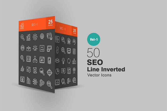 50 SEO Line Inverted Icons