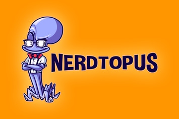 Cartoon Nerd Octopus Mascot Logo