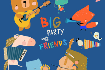 Vector Cartoon Set with Cute Animals playing the 