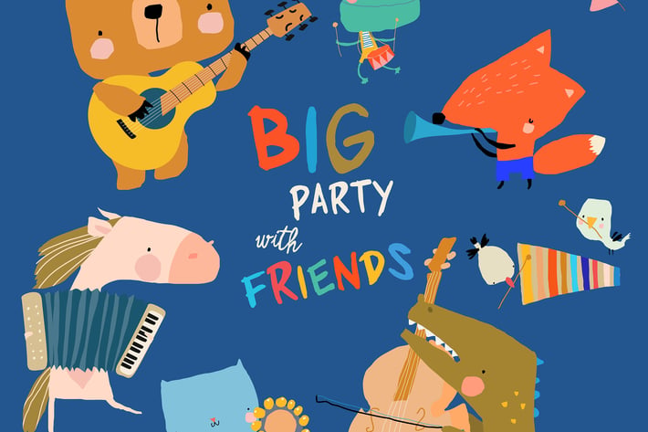 Vector Cartoon Set with Cute Animals playing the 