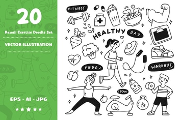 Kawaii Exercise Doodle Set