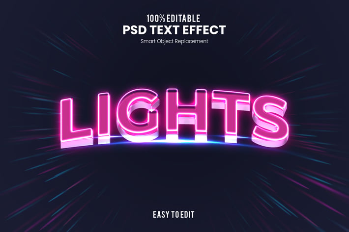 Light - 3D Text Effect PSD