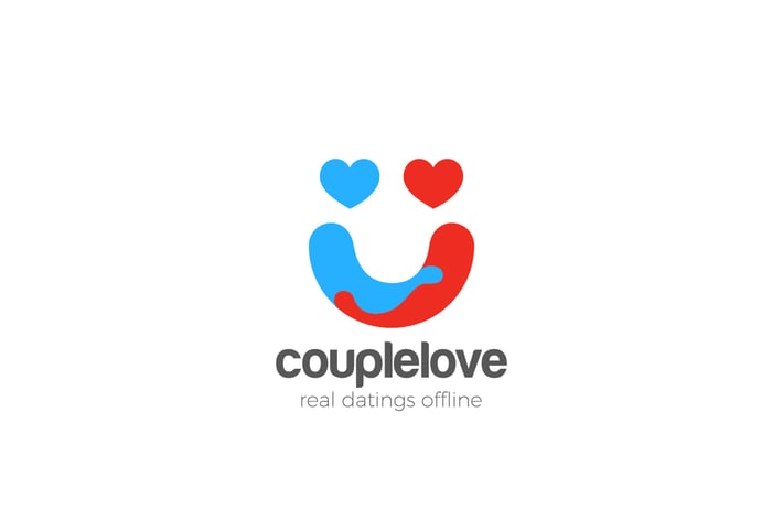 Logo Love Couple Union Holding Hands as Smile