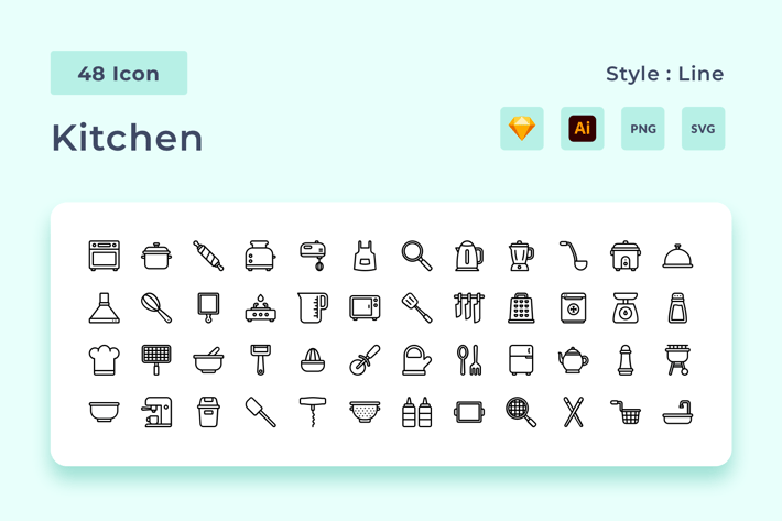 Cooking Outline Style Icon Pack