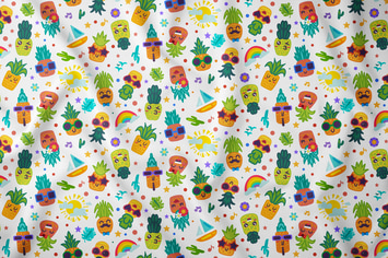 Cartoon Pineapple Smiles Seamless Pattern