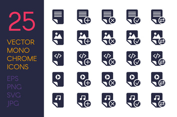 Monochrome Files Icons Set