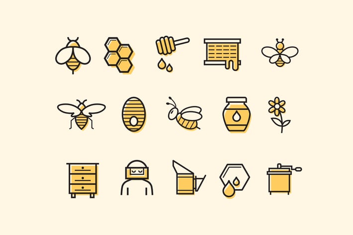15 Bee and Honey Icons